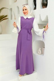 Dark Lila Hijab Dress 1317KLILA - 2