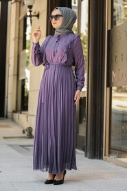 Dark Lila Hijab Dress 2413KLILA - 1