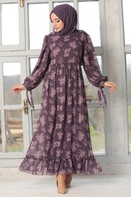 Dark Lila Hijab Dress 51632KLILA - 1