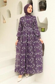 Dark Lila Hijab Dress 5683KLILA - 1