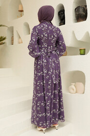 Dark Lila Hijab Dress 5683KLILA - 2