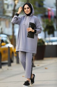 Dark Lila Hijab Dual Suit Dress 1313KLILA - 1