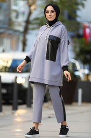 Dark Lila Hijab Dual Suit Dress 1313KLILA - 2