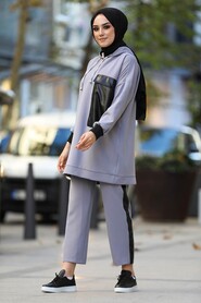 Dark Lila Hijab Dual Suit Dress 1313KLILA - 3