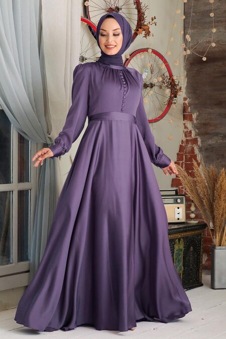 Dark Lila Hijab Evening Dress Klila Neva Style Com