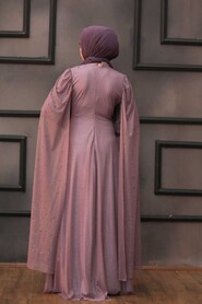 Dark Lila Hijab Evening Dress 3515KLILA - 2
