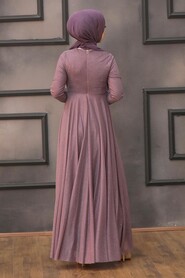  Plus Size Dark Lila Islamic Clothing Evening Dress 5397KLILA - 2