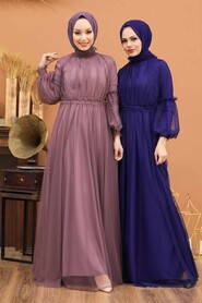  Luxorious Dark Lila Muslim Wedding Gown 5474KLILA - 3