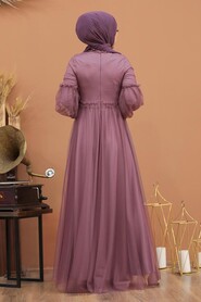  Luxorious Dark Lila Muslim Wedding Gown 5474KLILA - 4