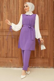 Dark Lila Hijab Suit Dress 13180KLILA - 1