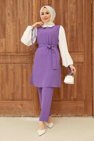 Dark Lila Hijab Suit Dress 13180KLILA - 2