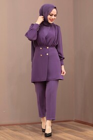 Dark Lila Hijab Suit Dress 1419KLILA - 1