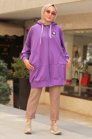 Dark Lila Hijab Sweatshirt 6165KLILA - 2
