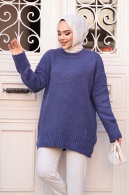 Dark Lilac Modest Knit Sweater Tunic 55551KLILA - 1