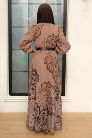 Dark Mink Hijab Dress 3463KV - 2