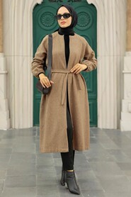 Dark Mink Hijab Stamp Coat 5822KV - 3