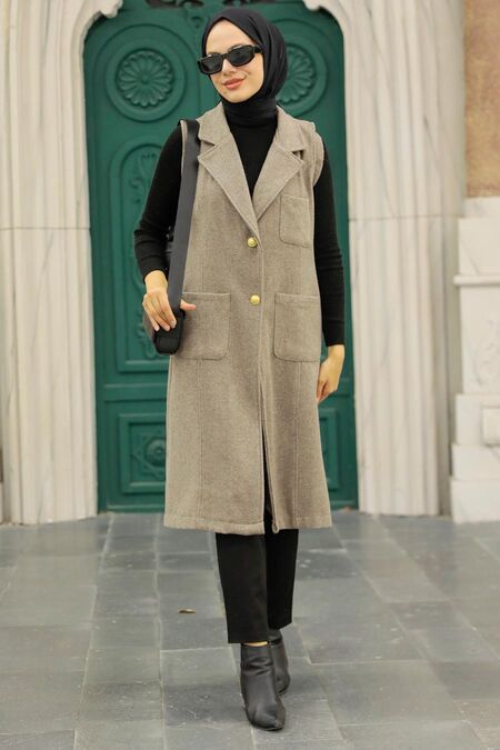Dark Mink Hijab Stamp Vest 5824KV - NEVA STYLE