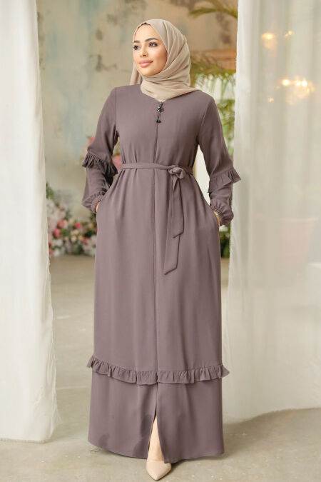 Dark Mink Modest Plus Size Abaya 45278KV - NEVA STYLE