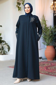 Dark Navy Blue High Quality Turkish Abaya 62533KL - 2