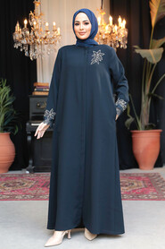 Dark Navy Blue High Quality Turkish Abaya 62533KL - 1