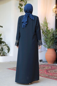 Dark Navy Blue High Quality Turkish Abaya 62533KL - 3