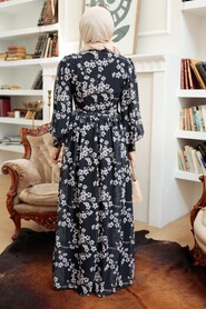 Dark Navy Blue Hijab Dress 56830KL - 4