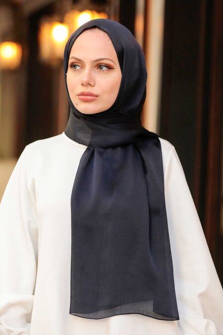 Dark Navy Blue Hijab Shawl 4990KL - NEVA STYLE