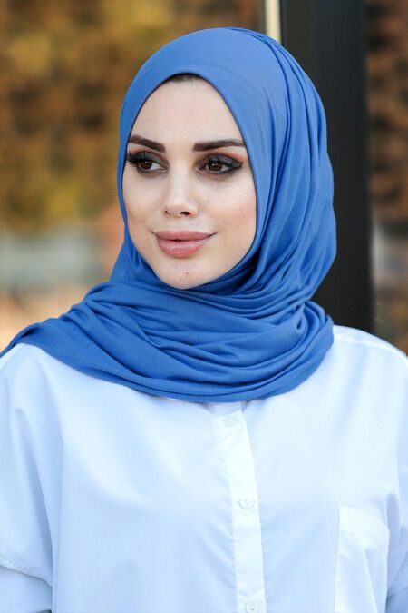 Dark Petrol Blue Hijab Shawl 7528KPM - NEVA STYLE