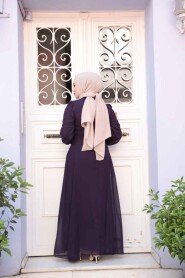 Dark Purple Hijab Dress 2703KMOR - 4