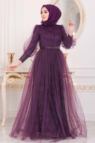  Stylish Dark Purple Muslim Wedding Dress 40440MU - 2