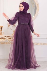  Stylish Dark Purple Muslim Wedding Dress 40440MU - 1