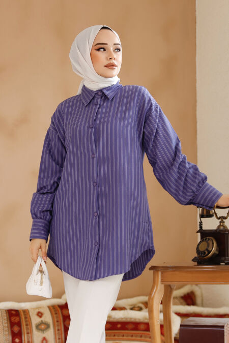 Dark Purple Modest Top 30702KMOR - NEVA STYLE