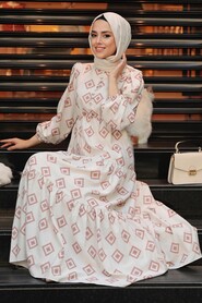 Dark Salmon Pink Hijab Dress 10229KSMN - 4