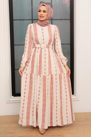 Dark Salmon Pink Hijab Dress 10372KSMN - 1