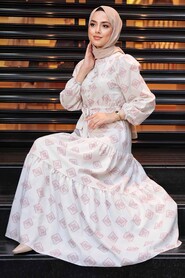 Dark Salmon Pink Hijab Dress 11229KSMN - 3