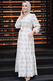 Dark Salmon Pink Hijab Dress 11229KSMN - 6
