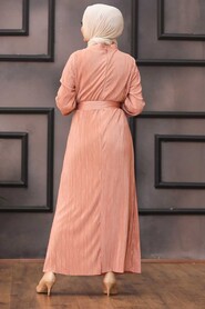 Dark Salmon Pink Hijab Dress 12151KSMN - 2