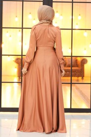  Luxorious Dark Salmon Pink Islamic Wedding Gown 3038KSMN - 5
