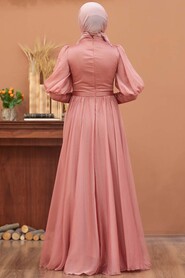  Modern Dark Salmon Pink Modest Bridesmaid Dress 41551KSMN - 4