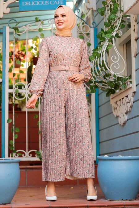 Dark Salmon Pink Hijab Overalls 22181KSMN - NEVA STYLE