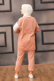 Dark Salmon Pink Hijab Suit Dress 6307KSMN - 2