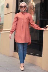 Dark Salmon Pink Hijab Tunic 5699KSMN - 1