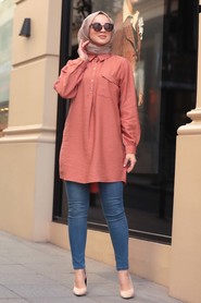 Dark Salmon Pink Hijab Tunic 5699KSMN - 2