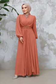 Dark Salmon Pink Modest Wedding Dress 4448KSMN - 2