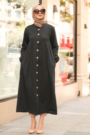 Dark Smoke Color Hijab Coat 40220KFU - 1