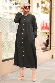 Dark Smoke Color Hijab Coat 40220KFU - 2