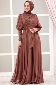  Modern Dark Sunuff Colored Modest Bridesmaid Dress 41551KTB - 2