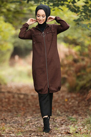 Dark Terra Cotta Hijab Coat 503KKRMT - 2