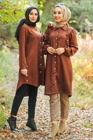 Dark Terra Cotta Hijab Tunic 4640KKRMT - 2
