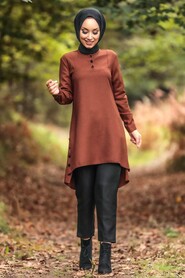 Dark Terra Cotta Hijab Tunic 466KKRMT - 1